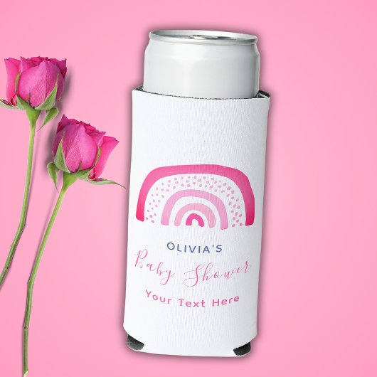 Modern roze regenboog Baby shower Seltzer Blikjeskoeler