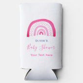 Modern roze regenboog Baby shower Seltzer Blikjeskoeler (Voorkant)