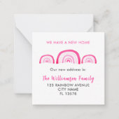 Modern Roze Regenboog Verhuishuis Notitiekaartje (Voorkant)