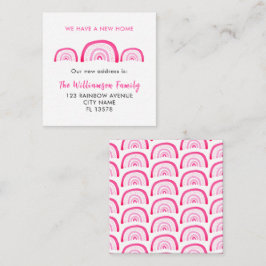 Modern Roze Regenboog Verhuishuis Notitiekaartje
