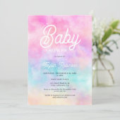 Modern roze regenboog waterverf wolken Baby shower Kaart (Staand voorkant)
