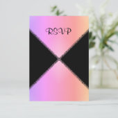 modern roze regenboogWEDDING RSVP Kaartje (Staand voorkant)