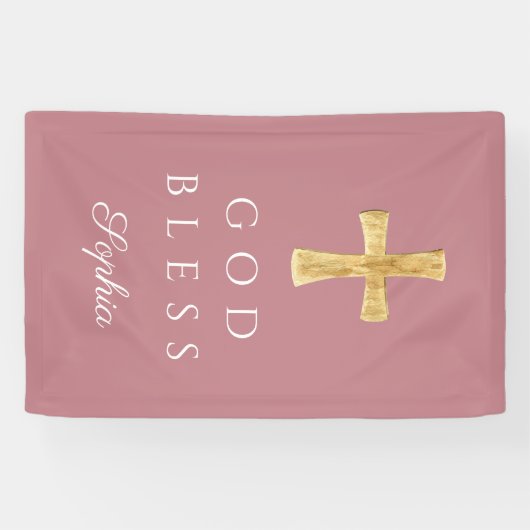 Modern Roze Religieus Kruis Meisje God Zegen Spandoek