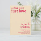 Modern roze retro niets Fancy gewoon liefde bruilo Kaart (Staand voorkant)