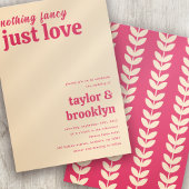 Modern roze retro niets Fancy gewoon liefde bruilo Kaart