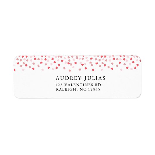 Modern roze rode harten Baby shower retouradres Etiket (Voorkant)