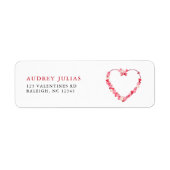 Modern roze rode harten Baby shower retouradres Etiket (Voorkant)