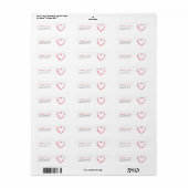 Modern roze rode harten Baby shower retouradres Etiket (Full Sheet)