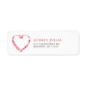 Modern roze rode harten Baby shower retouradres Etiket (Voorkant)