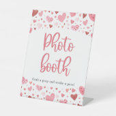 Modern Roze Rode Harten Valentijnsdag Fotohokje Bo Reclamebord Met Voetstuk (Voorkant)