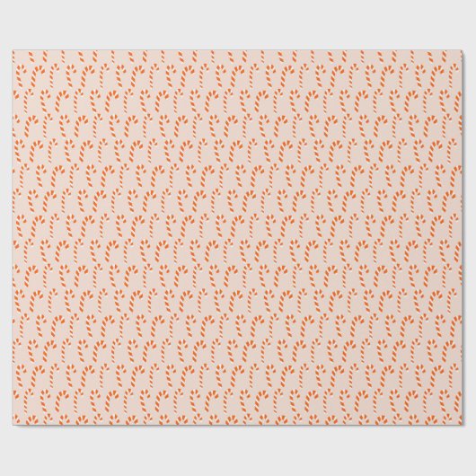 Modern Roze Rode Kerst Candy Cane Patroon Cadeaupapier (Vlak)