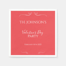 Modern Roze Rode Valentijnsdag Party Servet
