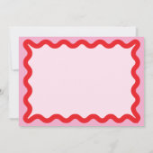 Modern Roze Rode Wavy Line Border Monogram Naam Notitiekaartje (Achterkant)