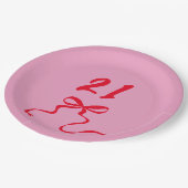 Modern Roze Rood 21e Verjaardag Boog Illustratie Papieren Bordje (Gekanteld)