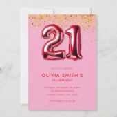 Modern Roze Rood 21e Verjaardag Kaart (Voorkant)