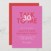 Modern Roze Rood 30ste Verjaardagsfeest Kaart (Voorkant / Achterkant)