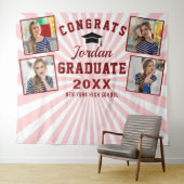 Modern roze rood Afstuderen 4 Foto Booth Backdrop Wandkleed (In Situ (horizontaal))