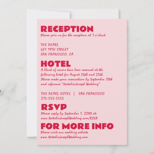 Modern Roze Rood Alles In Een Leuke Vette Funky Br Kaart (Achterkant)