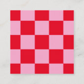 Modern roze rood | Checker Checkerboard Uw Logo Vierkante Visitekaartje (Achterkant)