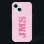 Modern roze rood drie letter Initiaal monogram iPhone 15 Case<br><div class="desc">Roze Rood Minimalistische Moderne Drie Letter Initiaal Monogram Telefoonhoes. Creëer uw eigen gepersonaliseerde iPhone Case met aangepaste 3 letter initialen</div>