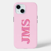 Modern roze rood drie letter Initiaal monogram Case-Mate iPhone Case (Achterkant)