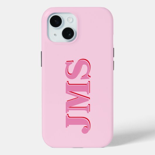 Modern roze rood drie letter Initiaal monogram Case-Mate iPhone Case (Achterkant)