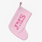 Modern roze rood drie letter Initiaal monogram Kleine Kerstsok (Voorkant (Hangend))