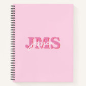 Modern roze rood drie letter Initiaal monogram Notitieboek (Voorkant)