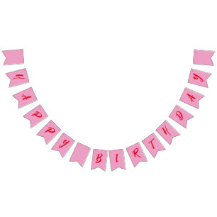 Modern Roze Rood Gelukkige Verjaardag Bunting Vlag Vlaggetjes