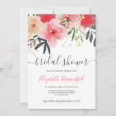 Modern roze rood groen bloemengoud vrijgezellenfee kaart (Voorkant)