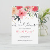 Modern roze rood groen bloemengoud vrijgezellenfee kaart (Staand voorkant)