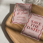 Modern Roze Rood Helder Funky Bold Retro Bruiloft Save The Date<br><div class="desc">Deze moderne & retro funky minimalistische Wedding Save The Date Sjabloon is geweldig voor u. Als u op zoek bent naar een , elegante en eenvoudig aan te passen Wedding Save The Date Sjabloon. Een zeer elegante eenvoudige en chique roze rode gewaagde bruiloft bespaart de datumuitnodiging. Met minimaal dieprood bewaar...</div>
