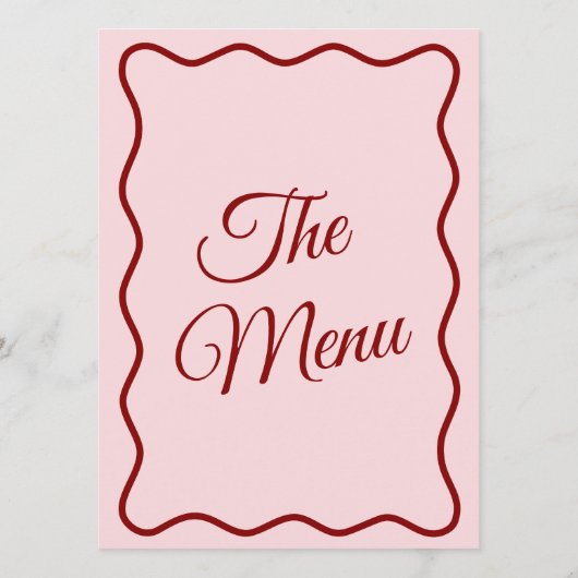 Modern Roze Rood Helder Funky Retro Diner Bruiloft Menu (Achterkant)