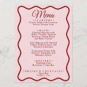 Modern Roze Rood Helder Funky Retro Diner Bruiloft Menu (Voorkant)
