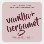 Modern roze rood kaars productlabel vierkante sticker (Voorkant)