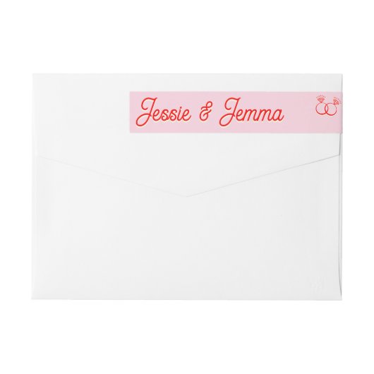 Modern roze & rood met diamanten ringen (Achterkant)