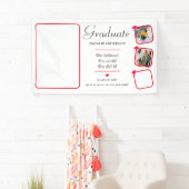 Modern Roze Rood Wit Afstuderen Foto Afstuderen Spandoek (Insitu)