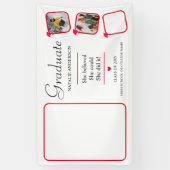 Modern Roze Rood Wit Afstuderen Foto Afstuderen Spandoek (Verticaal)