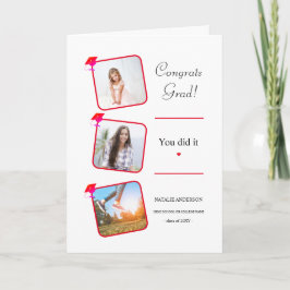 Modern Roze Rood Wit Afstuderen Gefeliciteerd Kaart
