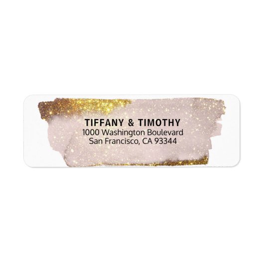 Modern Roze Rose Gold Glitter Retouradres Etiket (Voorkant)