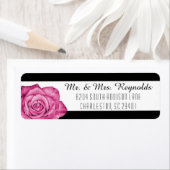 Modern Roze Rose Zwart & Wit Gestreept Custom Etiket (Insitu)