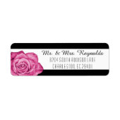 Modern Roze Rose Zwart & Wit Gestreept Custom Etiket (Voorkant)