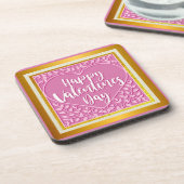 Modern Roze Roze Bloemenhart Romantische Valentijn Bier Onderzetter (Linkerzijde)