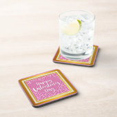 Modern Roze Roze Bloemenhart Romantische Valentijn Bier Onderzetter (Rechterzijde)