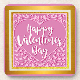 Modern Roze Roze Bloemenhart Romantische Valentijn Bier Onderzetter