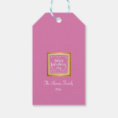 Modern Roze Roze Bloemenhart Romantische Valentijn Cadeaulabel (Achterkant)