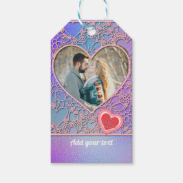 Modern Roze Roze Bloemenhart Romantische Valentijn Cadeaulabel