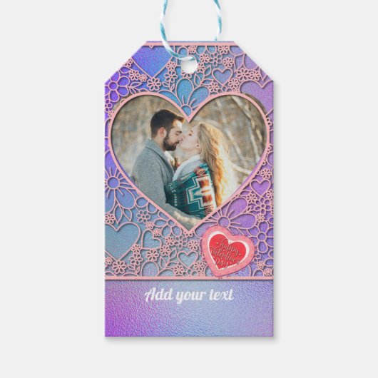 Modern Roze Roze Bloemenhart Romantische Valentijn Cadeaulabel (Voorkant)