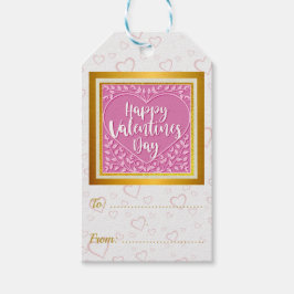 Modern Roze Roze Bloemenhart Romantische Valentijn Cadeaulabel