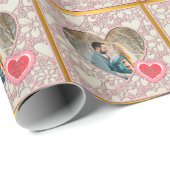 Modern Roze Roze Bloemenhart Romantische Valentijn Cadeaupapier (Rol Hoek)